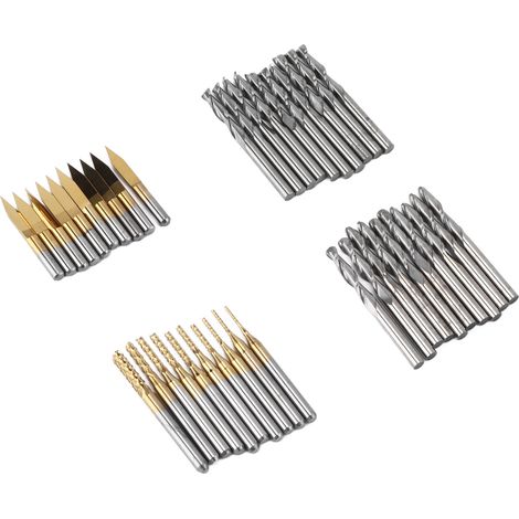 Jeu de 40 fraises carbure CNC, fraises à bout plat et boule, kit de défonceuse pour gravure, bois et métal (1/5)