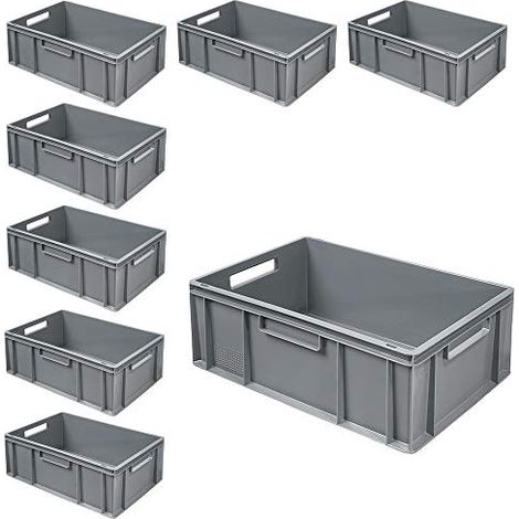 BRB 8 Eurobehälter mit 2 Durchfassgriffen 600x400x220 mm, 43 Liter, PE-HD grau