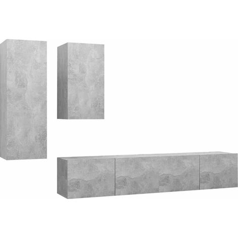 Maison Exclusive - Set di Mobili Porta TV 4 pz Grigio Cemento in Legno Multistrato (1/5)