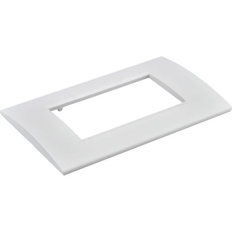 Placca Plastica Quadrata MBL 4 Moduli/Posti Compatibile Bticino Living, 3 Colori Disponibili (Bianco)
