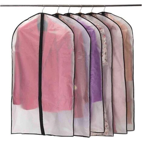 Housses de Vêtements, XU, Anti Poussière Etanche Mite Humidité,Housses de Protection Zip Semi Transparentes pour Chemise Costumes/Manteaux, 10pcs 60 100cm (Noir) -