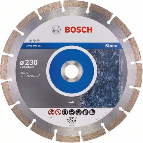 Bosch – Disque diamant pour meuleuse 230mm – Alésage 22,23mm – Coupe précise pour granit et pierre naturelle – Segments frittés