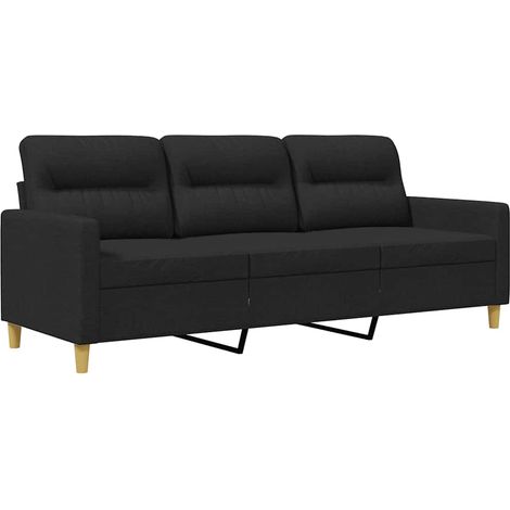 Canapé Sofa à 3 places Noir 180 cm Tissu (1/5)