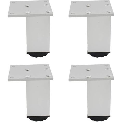 Pieds de meubles carrés, blancs, 6,86,86 cm, 4 pieds réglables en alliage d'aluminium, pieds de canapé. (1/5)