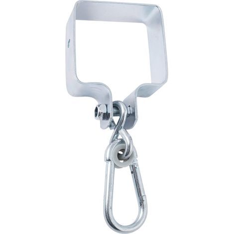 Swing hook – With cuff and carabiner – 90 x 90 mm – Maximum load: 200 kg – 1 piece – Galvanized/Scaffolding hook/Air swing hook/Gautsche/Hat / (1/5)