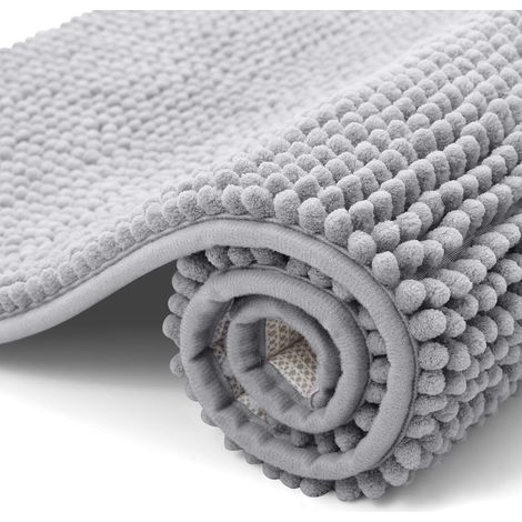 Tapis de bain antidérapant Neil, ultra doux et ultra absorbant, lavable en machine et à séchage rapide, 40 x 60 cm, gris (1/5)