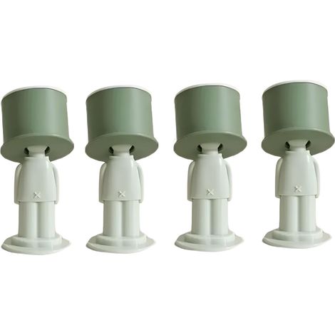 Tope de puerta anticolisión de silicona, ventosa, no requiere taladrar, silencioso, para dormitorio y hogar, 4 piezas (4 piezas, verde) (1/4)