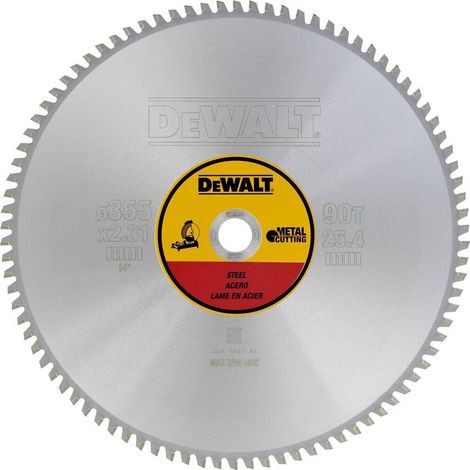 DeWALT - Disco de sierra para acero 355x25,4 mm, 90 dientes DT1927 (1/3)