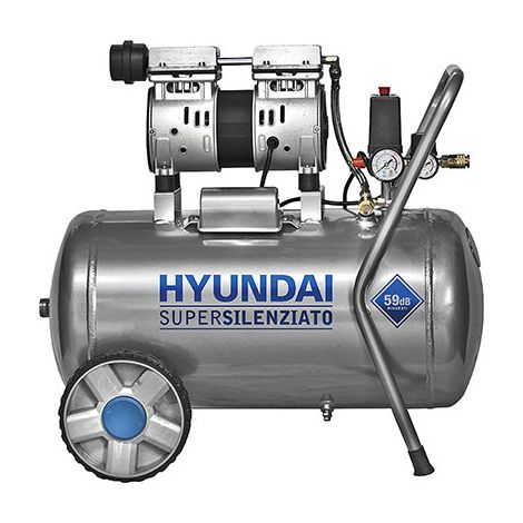 Compressore elettrico silenziato Hyundai Oil Free 50Lt doppio motore 1Hp (1/10)