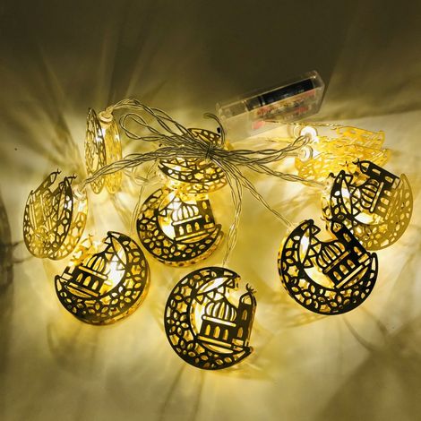 Ramadan Eid Lichterkette, batteriebetrieben, Mond- und Sternenlampe, Mubarak-Mond-LED-Lichterkette für die Dekoration des Ramadan-Festes in Innenräumen (1/4)