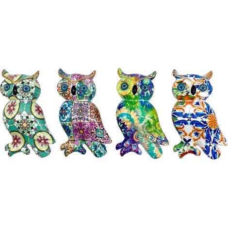 Figure decorative magnetiche a forma di gufo in resina colorata
