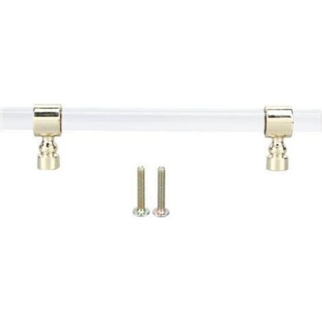 Poignée en acrylique cristal transparente facile à installer, poignée de tiroir pour armoires, tiroirs, commodes B01277S espacement des trous 128 or (1/5)
