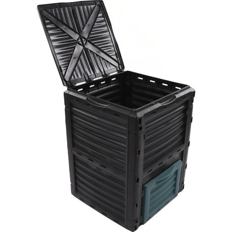 Composteur 300L avec couvercle supérieur à charnières et ventilation, bac à compost pour jardin et cuisine, grande capacité, solide et pratique. (1/5)