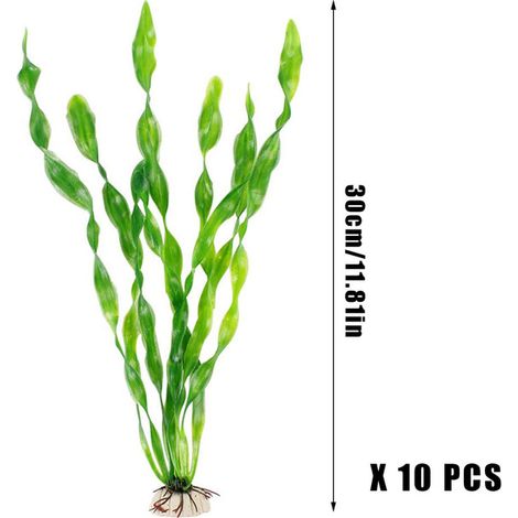 Plantes Aquatiques Artificielles en Plastique Algues Vertes pour Décoration d'Aquarium 30cm - Lot de 10 (1/5)