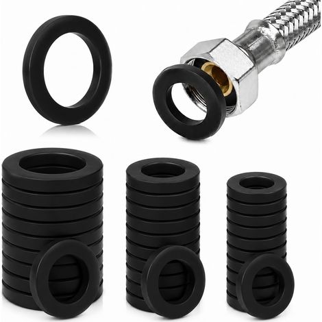 Paquete de 30 arandelas de goma para grifos, inodoros y duchas, juntas planas de 19 mm, 24 mm y 30 mm, juntas duraderas para reparaciones domésticas. (1/5)