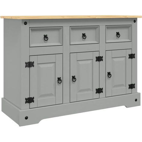 Buffet Corona gris 112x43x78 bois massif pin mexicain (1/5)