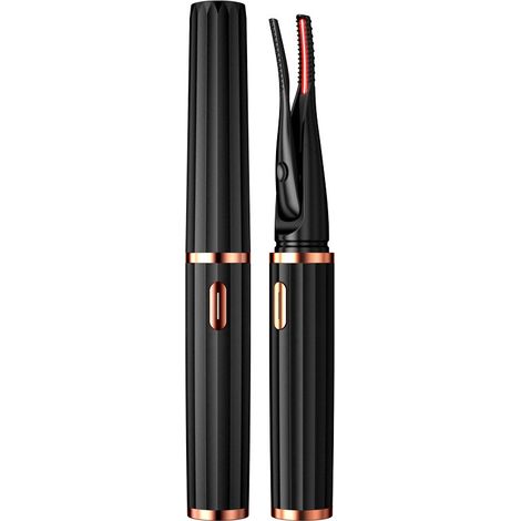 Recourbe-cils chauffant électrique avec conception à pince et brosse, 3 modes de température, rechargeable et double protection anti-incendie (noir) (1/4)