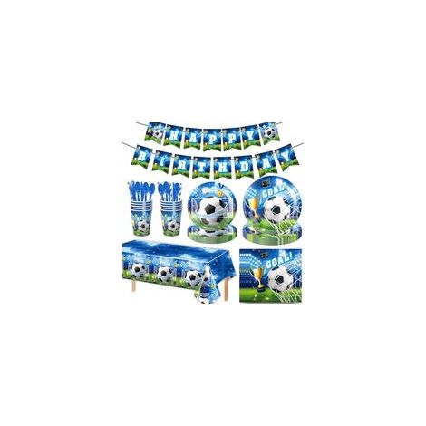 76-teiliges Einweggeschirr-Set für die Fußball-Weltmeisterschaft 2026, inklusive 7" und 9" Teller, Becher, Servietten, Tischdecke, Besteck und Sportparty-Dekorationen. (1/5)