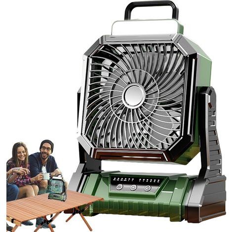 Rechargeable portable fan, compact personal fan, 5400 mAh, 4 adjustable modes with light for shop, bedroom, outdoors, beach, travel (green) (1/5)