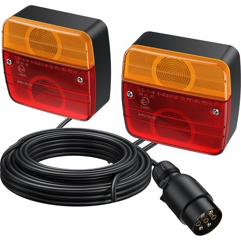 Für 2 Anhängerleuchten, 7,5 m Kabel, 7-polig, 12 V, IP65 wasserdicht, geeignet für Auto, LKW, Wohnwagen, Boot, Lieferwagen, Rücklichter (1/5)