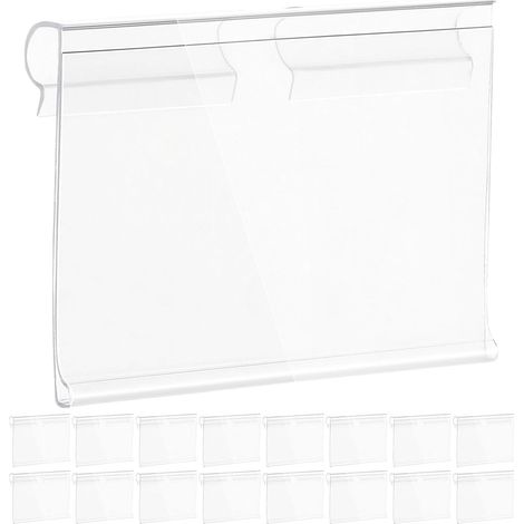 100 clips d'étiquettes transparents en PVC pour étagères