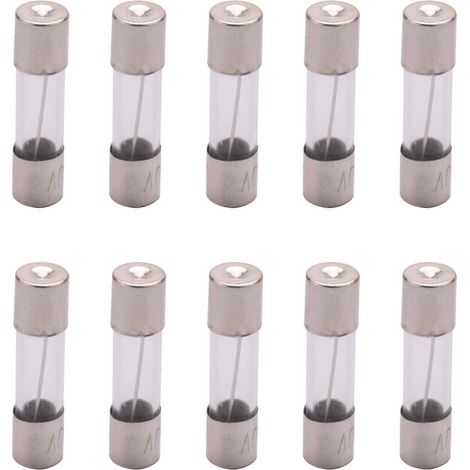 Lot de 10 fusibles en verre temporisés à fusion lente 250 V 10 A, 5 mm x 20 mm (1/5)