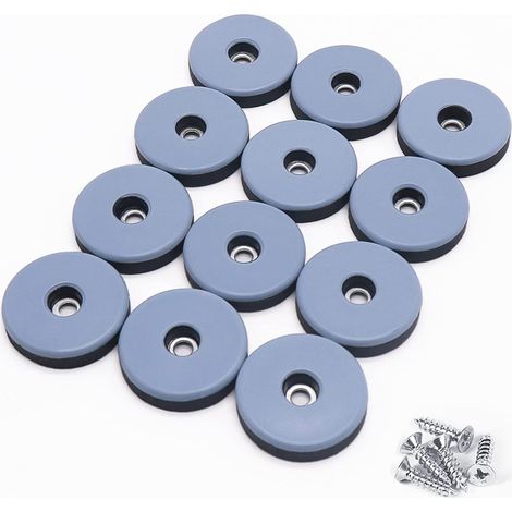 Lot de 12 patins en téflon pour meubles de 38 mm avec vis pour un déplacement facile sur la moquette et le carrelage en bois dur (bleu grisâtre)