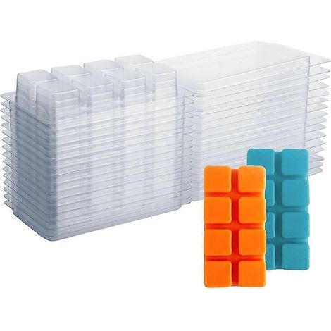 Moules à fondants parfumés - 8 cavités, transparents, vides, en plastique - Lot de 50 cubes, en forme de coquille pour fondants parfumés (1/5)