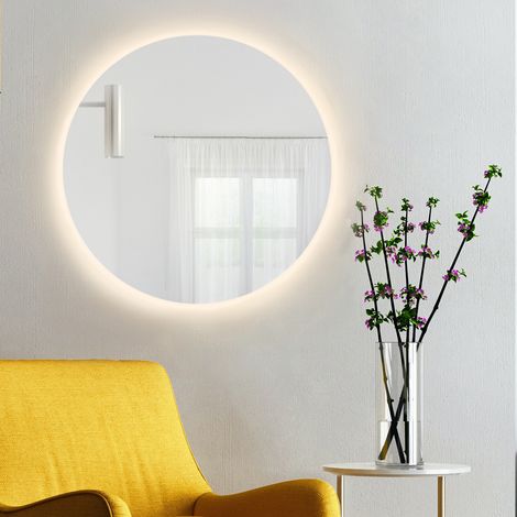 Specchio luminoso senza bordi, 50 cm, colore luce calda