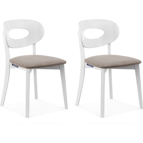 KONSIMO Esszimmerstühl Polsterstühle Holzstühle 2-tlg ''TANER", Beige, Stoff/Holz, Scandinavian, 47x80x45 cm (1/5)