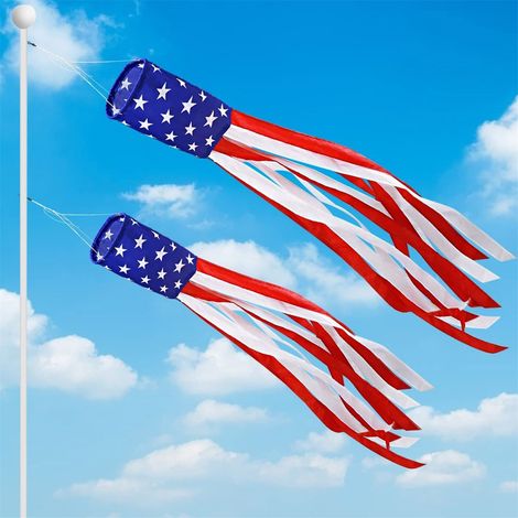 Windsock - Drape Étoilée États-Unis - 40 Pouces - Tissu Polyester - Bordures Coudées - Anneau Supérieur Intégré - Pour Jardin Extérieur (1/5)