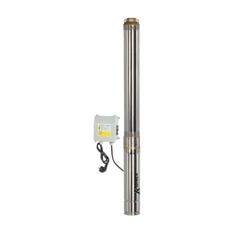 Ribiland – Pompe immergée inox 1100W – Débit max. 4800 l/h – Hauteur de refoulement 128 m – Câble 30 m HO7RN-F – Pour puits de forage profonds - PRPGP1100
