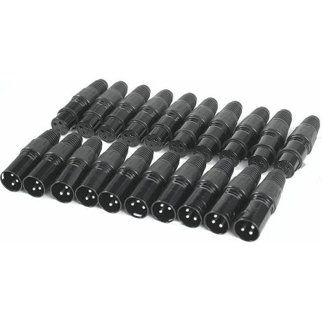 Lot de 20 connecteurs XLR à 3 broches pour micro - 10 mâles et 10 femelles - Prise audio pour une conductivité élevée et un bruit ultra faible (1/4)