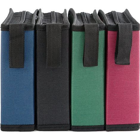Bolsas para guardar CDs，Juego de 4，Cada bolsa tiene capacidad para 40 CDs，16 x 15,5 x 4,8 cm，Rojo + Verde + Azul + Negro (1/5)