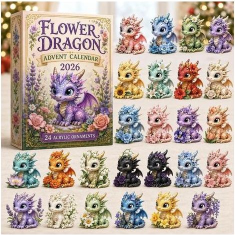 Bébé dragon au jardin calendrier avent 2026 2D boîte surprise