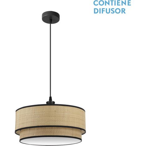 Colgante Roque 2xe27 Natural/negro Regx50x50 Cm