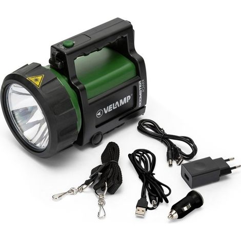Faretto LED portatile ricaricabile Velamp DOOMSTER POWER 5 W 350 lm Nero (1/9)