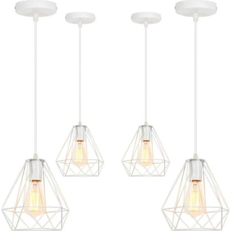 4pcs Lustre Suspension Vintage Fer E27 Lampe Luminaire Industrielle Retro Designe Edison Plafonnier pour Salon Chambre (1/4)