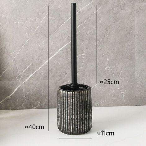 Brosse de toilette à long manche avec base de rangement amovible en céramique (foncée) (1/3)