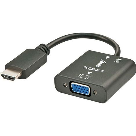 Adaptateur HDMI vers VGA - Adaptateur - Conversion vidéo et audio - Noir - Moniteurs et projecteurs
