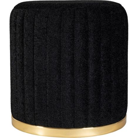 Pouf Doric in Velluto Nero con Base Dorata (1/3)