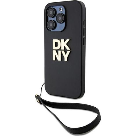 Correa de muñeca DKNY con logo - Funda para iPhone 15 Pro (Negra) (1/4)