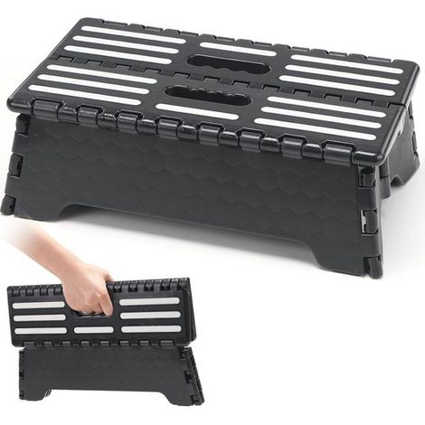 Poggiapiedi pieghevole, portatile e antiscivolo per bambini e adulti, ideale per cucina, bagno e campeggio, 38 x 22 x 13 cm. (1/5)