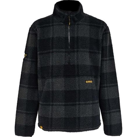 DEWALT Deansway Sherpa Style Check Pattern Fleece 1/4 Zip Work Jacket LARGE (1/5)