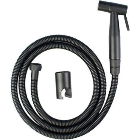 WELLNGS Schwarzes Edelstahl-Handbrauseset mit Schlauch für Duschwand oder WC (1/5)