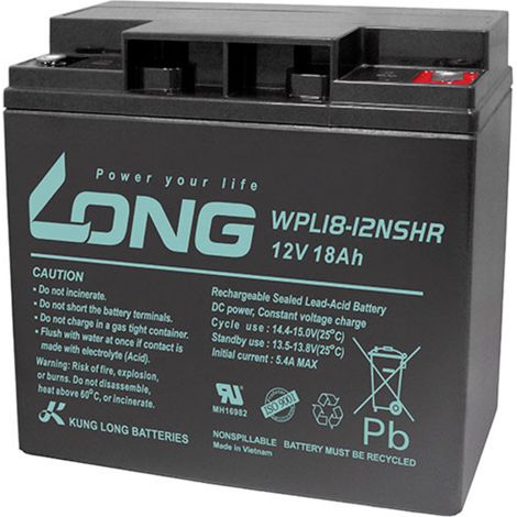 Long WPL18-12SHR Bleibatterie schwarz 12 V 5,67 kg