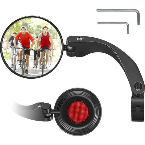 Rétroviseur de vélo, adapté aux guidons gauche et droit de 18-26 mm, rétroviseur de vélo convexe avec réflecteur, pliable, compatible avec les vélos électriques et les VTT (1/5)