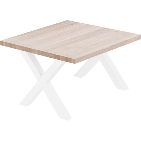 LAMO Manufaktur Esstisch Küchentisch, 60x60x47 cm (AxBxH), Design, Roh / Weiss, LKG-01-A-001-9016D