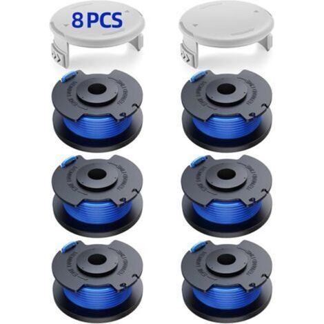 8 Spool Edge Trimmer Line Suitable for Ryobi One +18v 24v 40v String Trimmer, Ø1.65mm and 3.4m Length AC14RL3A String Trimmer Replacements (6 Spool Edge Trimmer Line, 2 Covers) (1/5)