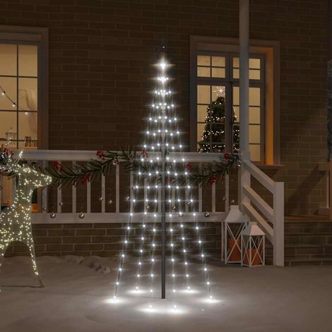 Sapin de Noël pour Mât de Drapeau 108 LED Blanc Froid Guirlande Lumineuse 70 x 180 cm - PANGIVO (1/5)